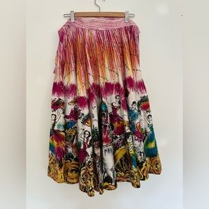vintage Artegreen 1950s hand painted sequin mexican circle skirt - size medium